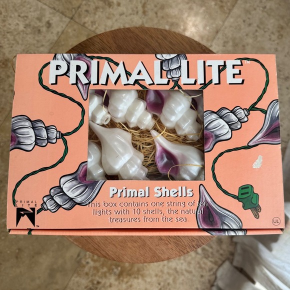 Primal Lite Other - NIB VTG 90s Primal Lite Shell String Lights 14ft 10 shells Kitsch Patio Tropical